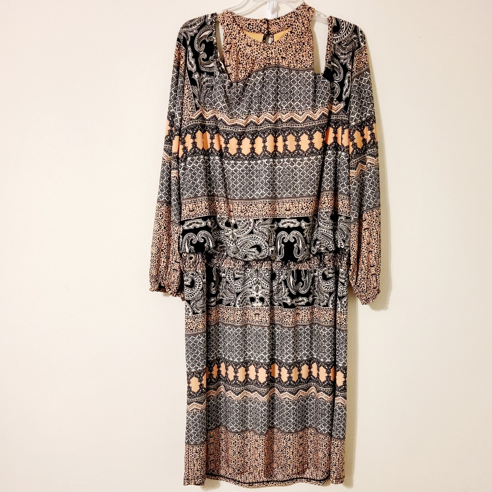 CATO Established 1946 Long Sleeve Cold Shoulder Blouson Dress Size 22/24W